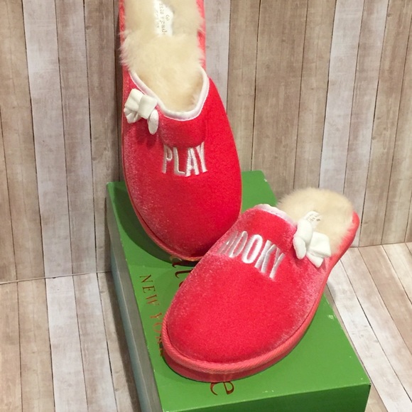 kate spade Shoes - Kate Spade Play Hooky Velvet Slippers Berry Sz9